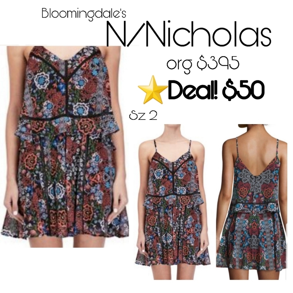 N/Nicholas floral print mini dress. Sz 2. NWT